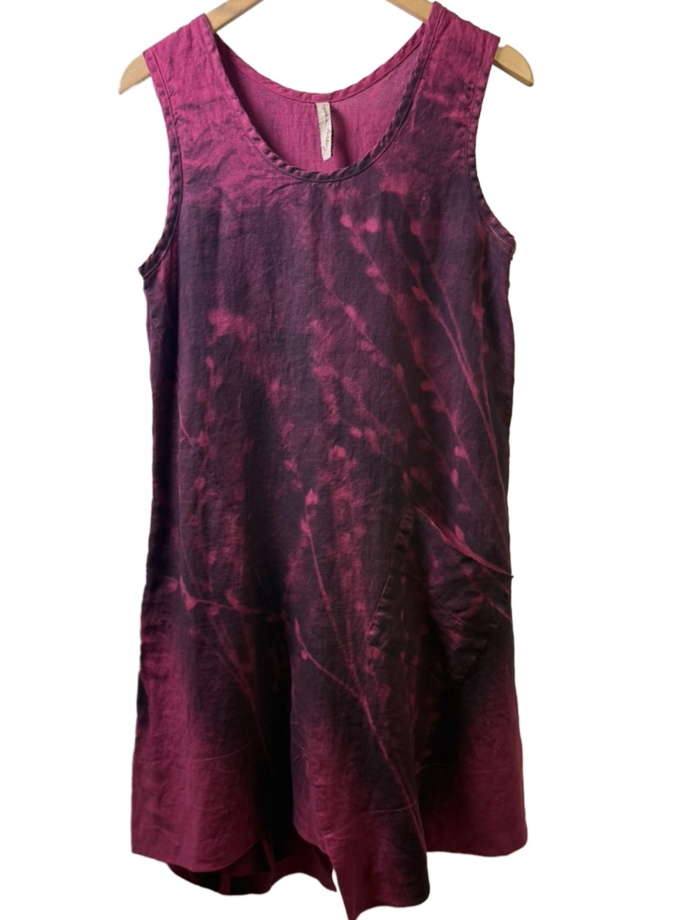 Cynthia Ashby Asymmetrical Sleeveless Dress in Plum Tie-Dye